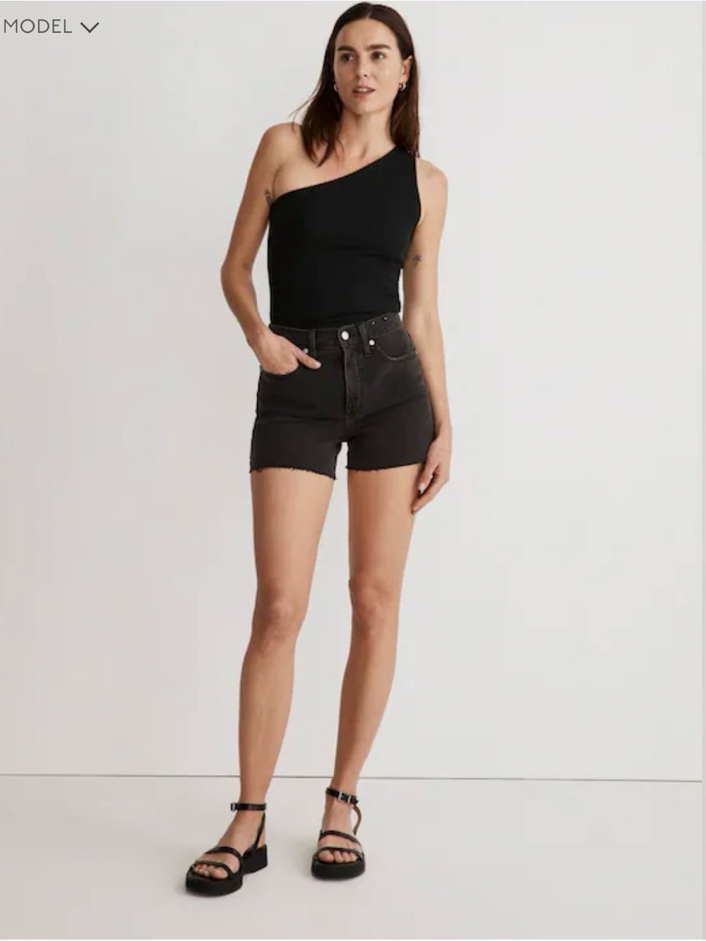 Madewell Black High-Rise Denim Shorts